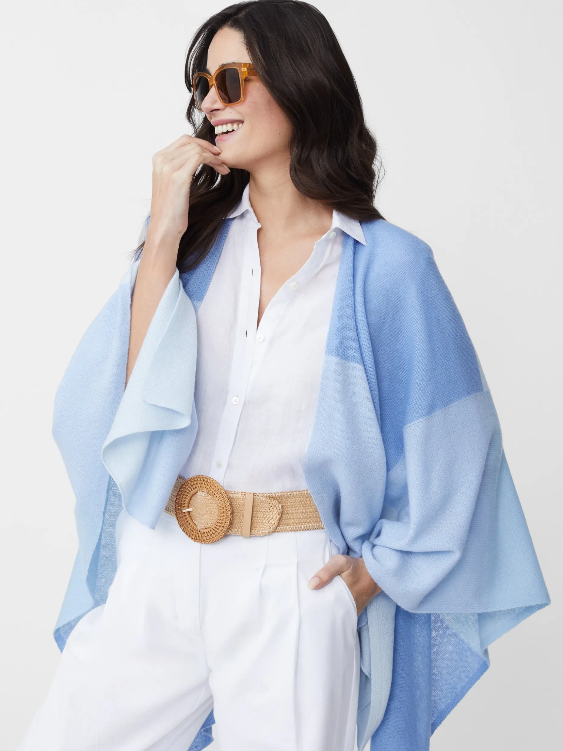 J. McLaughlin Skyler Cashmere Poncho In Colorblock-Women Jackets & Outerwear | Sweaters